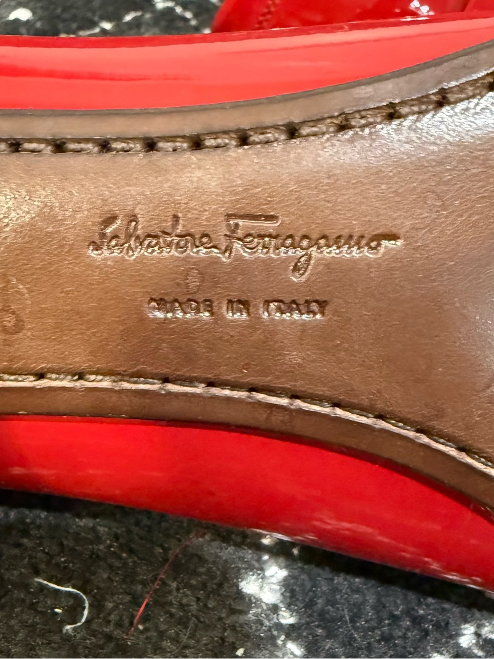 Salvatore Ferragamo Red Patent Leather Moccasin Block Heel Loafers - Picture 11 of 11